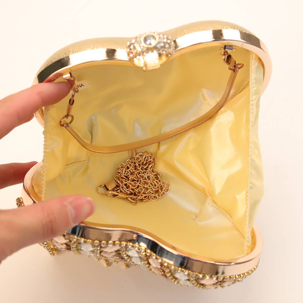 Heart Evening bag 2021 new hand bag Rhinestones Girls Evening Bag - Image 5