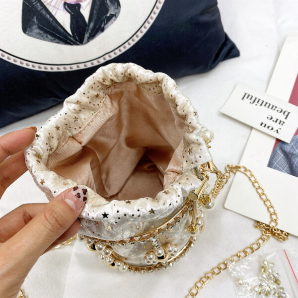 Fashion wedding clutch bag evening bags chain sling bags for women crossbody diamond purse with pearl luxury handbags ladies - Image 4