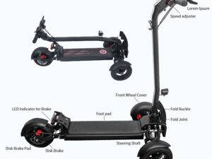 2022 ESWING 650W/1200W 10 Inch 48V Powerful 3 Wheel Disc Brake Electric Scooter for Golf