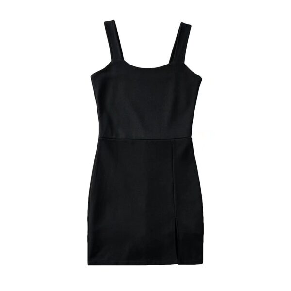 R20003S Spring new European women's street style sports wide shoulder straps built-in shorts elastic mini dress - Image 3