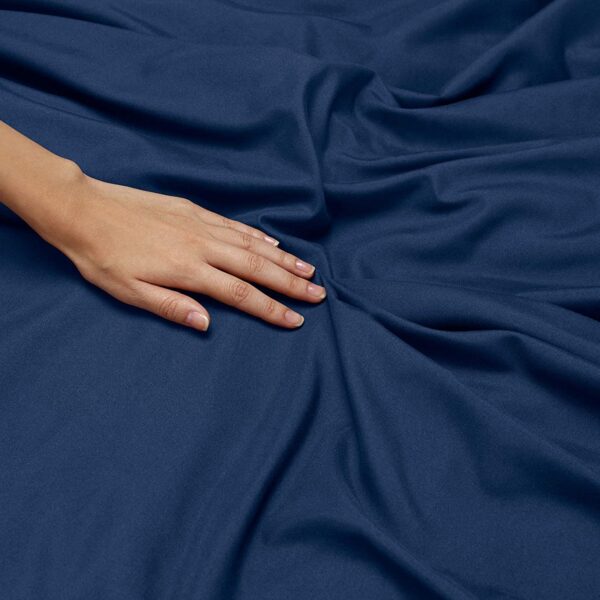 Navy Bedding Duvet Cover 3pcs Set Soft Double Brushed Microfiber Comforter Cover with Button Closure and 2 Pillow Shams - Image 5