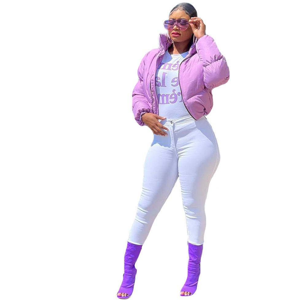 Ladies Clothes Women Winter Coat Sport Outdoor Sportswear Solid Cardigan Zip Warm Ladies Pu Down Bubble Puffer Jackets For Women