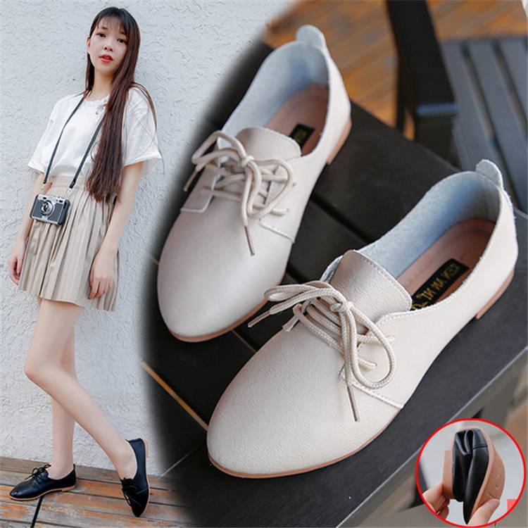 Women New Fashion White Shoes Lady Soft Upper Flat Single Shoes Princess Shoes