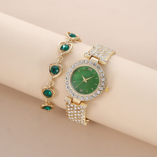 5PCS Set Fashion Temperament Luxury Boutique Set Gift Box full Diamond Watch + Bracelet + Ring + Earrings Necklace Gift Set - Image 4