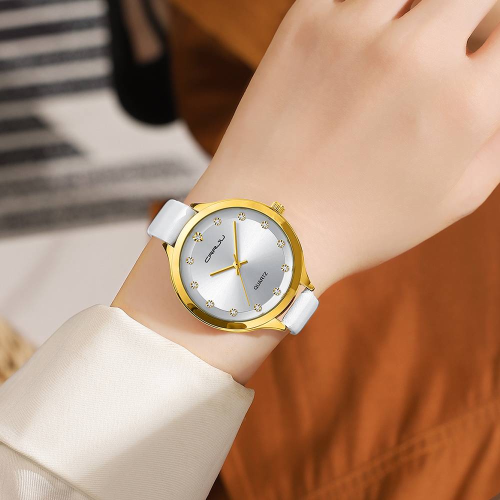 New Fashion Women ladies Quartz Watch Gift Set Necklace Ring earrings Leather Quartz Wrist watch relojes trajes - Image 3