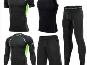 Vedo Compression Set Wholesale Custom Logo Plus Size 5 Pieces Set Men Sportswear Compression Shirt GYM Clothing