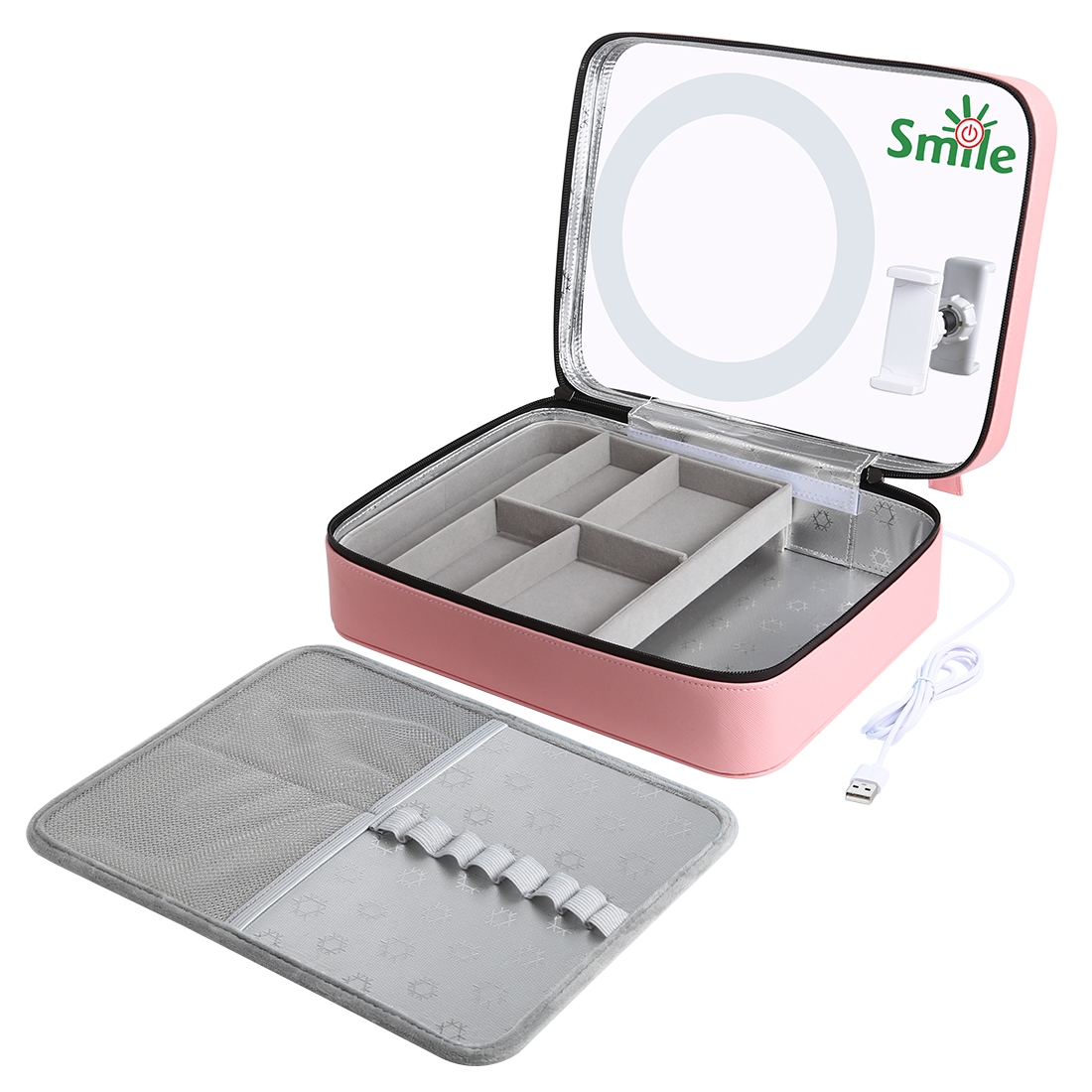 Portable PU Make Up Organizer With Full Led Light Mirror Waterproof Cosmetic Case Storage Box Travel Bags Hand Makeup Suitcase