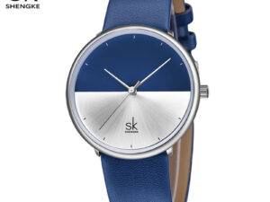 Shengke Women Dress Watch Luxury Lovers Couple Watches Men Creative Dial Women Leather Strap Quartz Wristwatch Montre Homme 9016