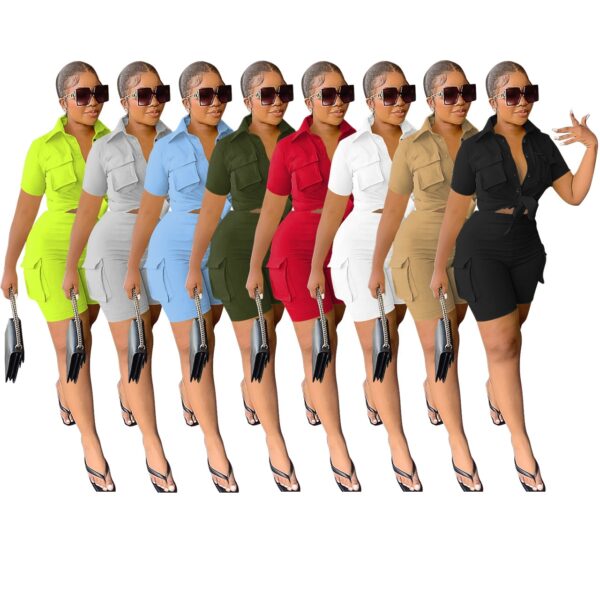 Co Ord Set Women Summer Outfits Casual Women S Sets Short Sleeve Crop Top Custom Shirt And Biker Shorts Sets For Women 2023 - Image 6