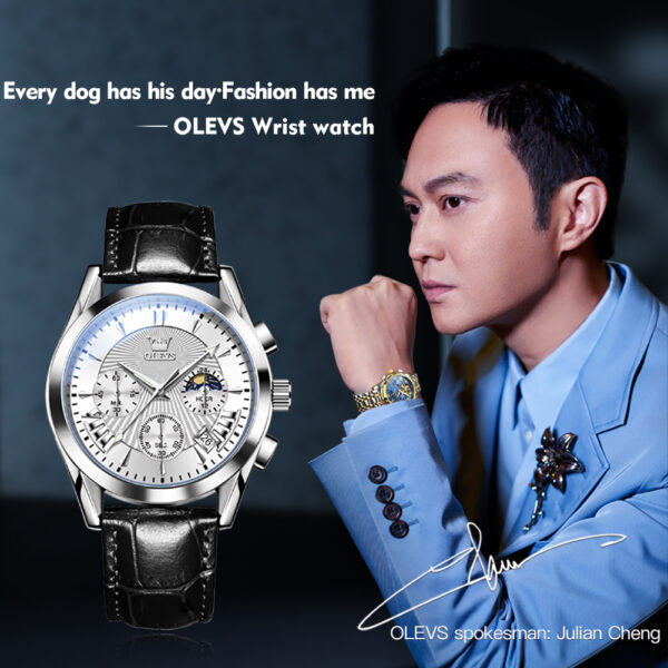 OLEVS 2876  Factory Wristwatches Sales Luxury Brand Men  Waterproof Pu Leather Fashion Diamond Quartz Men watches - Image 5