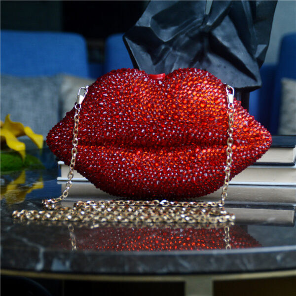 BM5048 2022 hot new crystal bling lip purse acrylic box evening clutch rhinestone beaded clutch purse evening bags - Image 6