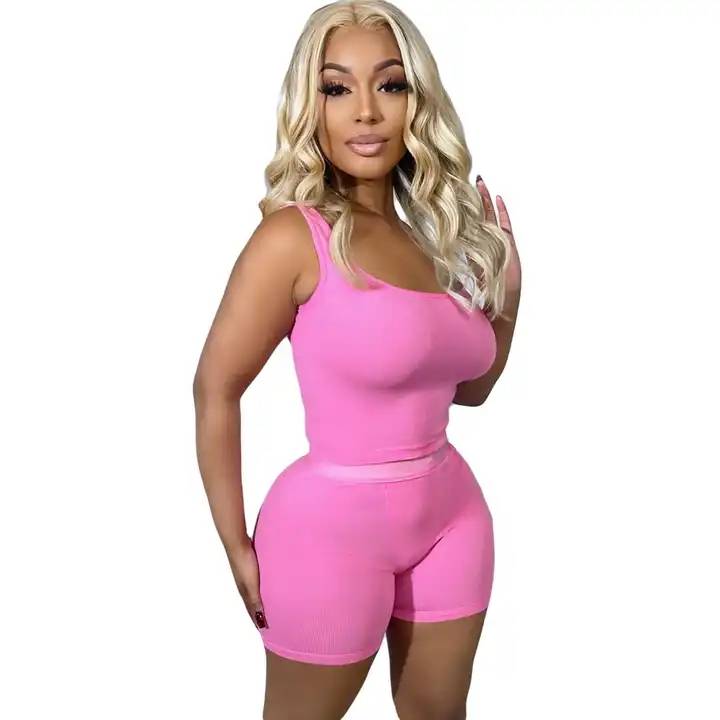 Custom Logo Summer Outfits Women T Shirt And Short Sets Summer 2 Two Piece Short Set Women Blank Biker Shorts Sets For Women - Image 5