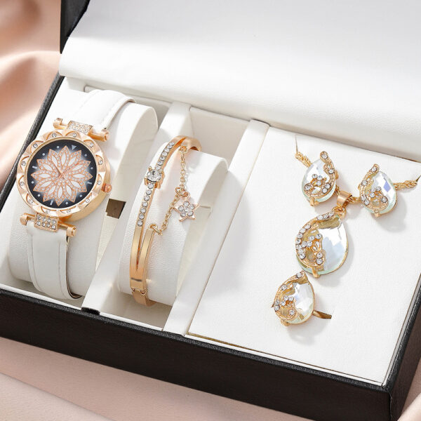 Wholesale Crystal Bracelet Stud Earring Necklace jewelry Set WOMEN Quartz Watches set for Ladies - Image 6