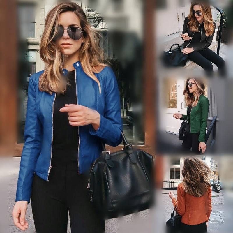 2022 Hot Autumn And Winter Women'S Fashion Leather Pu Jacket Women'S Suit Small Coat 12 Colors - Image 6