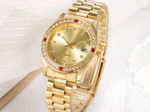 Personality Jewelry Valentine Watch Gift Set Luxury Ruby diamond Lovers Wristwatches Fashion Couple Watches