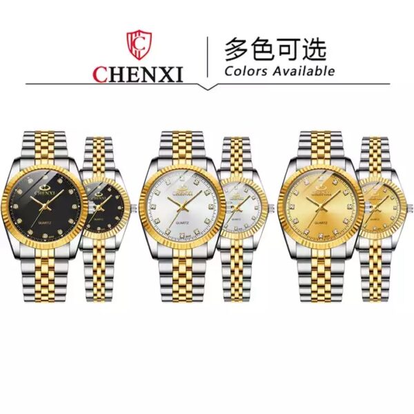 CHENXI 004A Luxury Couple Watch Fashion Stainless Steel Lovers Watch Quartz Wrist Watches For Women & Men Analog Wristwatch - Image 5