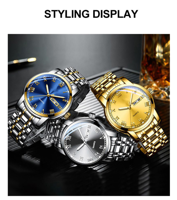 Classic Fashion Brand Alloy Case Stainless Steel Strap Custom Design Man Wrist Quartz Watches - Image 4