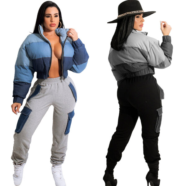 FMY142 Winter Thick Warm Short Parkas Women Fashion Blue Orange Coats Women Elegant Zipper Cotton puff jacket For Female Ladies - Image 6