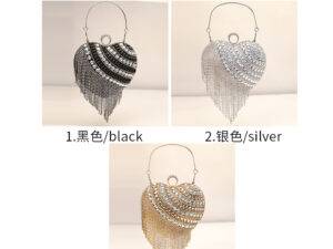 Heart  Evening bag  2021 new hand bag Rhinestones Girls Evening Bag