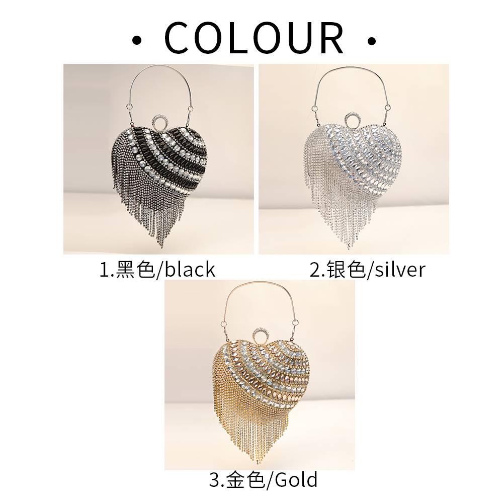 Heart Evening bag 2021 new hand bag Rhinestones Girls Evening Bag
