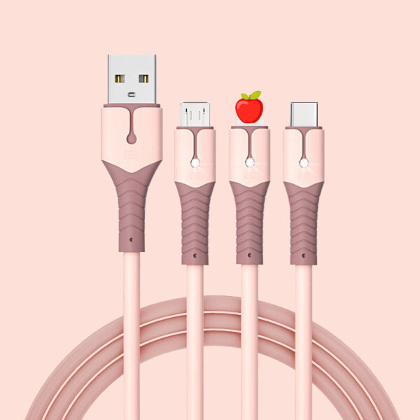 Cell Phone Cable Usb Charger Fast Charging lighting 3 in 1 Mobile Data Cable - Image 2
