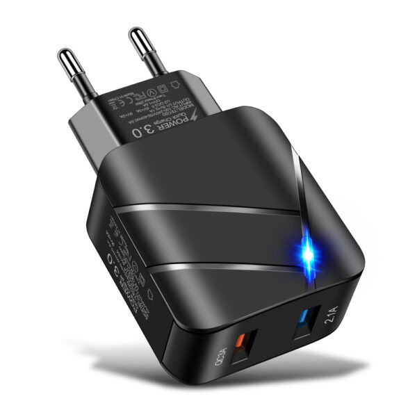 28w Dual Port Qc3.0 Fast Cell Phone Charger Portable Wall Charger Adapter Mobile Phone Techno Original Phone Charger Black White - Image 5