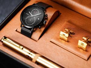 Wholesale exquisite quality birthday father gift business gift cufflinks fountain pen suit  quartz men's watches set