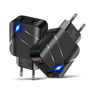 28w Dual Port Qc3.0 Fast Cell Phone Charger Portable Wall Charger Adapter Mobile Phone Techno Original Phone Charger Black White