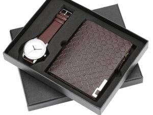 X400 new year set gift for men gift set branded private label men watch sets leather band exquisite packaging watch wallet