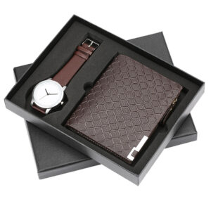 X400 new year set gift for men gift set branded private label men watch sets leather band exquisite packaging watch wallet