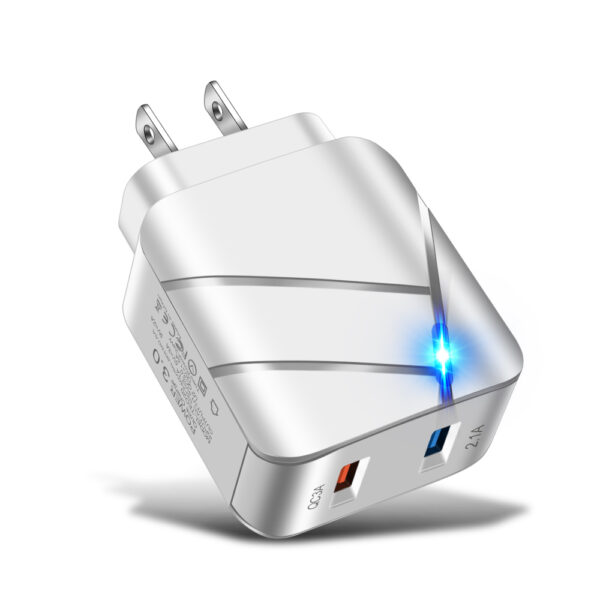 28w Dual Port Qc3.0 Fast Cell Phone Charger Portable Wall Charger Adapter Mobile Phone Techno Original Phone Charger Black White - Image 4
