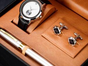 Sinobi Man Watches Luxury S9729G Gift Watch Set Men Simple Business Style Wristwatch Mens Pen Sleeve Button  Watch Set