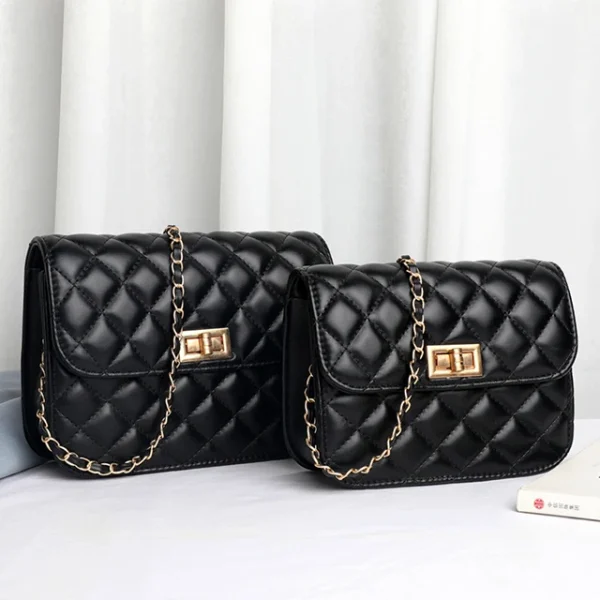 New style small fragrance women's bag all-match rhombus chain embroidery thread one shoulder messenger small square bag mini bag - Image 5